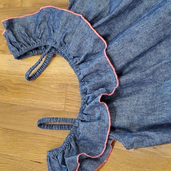 Tea Collection Ruffle Neck Dress Cotton Linen Girls 12 - Picture 3 of 5